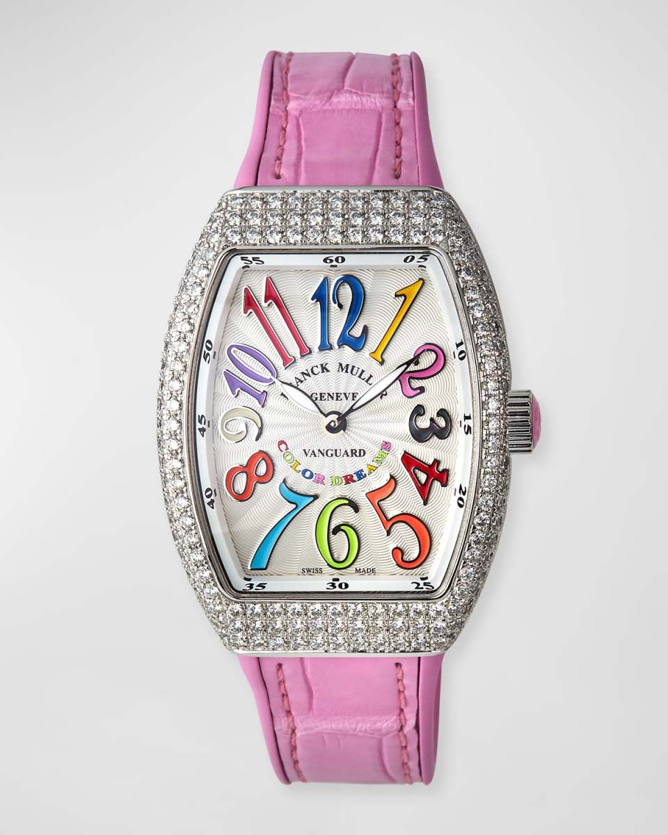 Lady Vanguard Color Dreams Diamond Watch w/ Alligator Strap, Pink